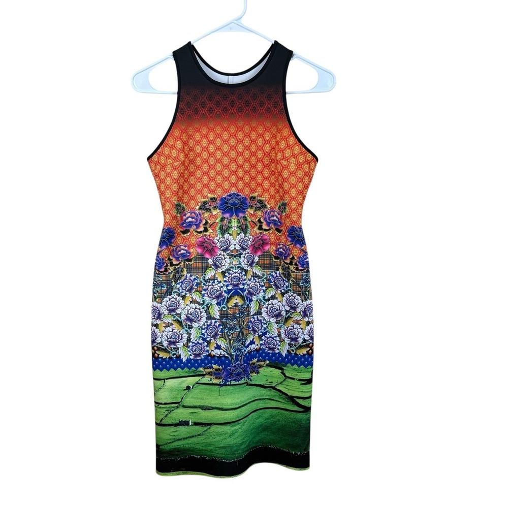 Clover Canyon Multi Color Sleeveless Scuba Neoprene Dress Size Small